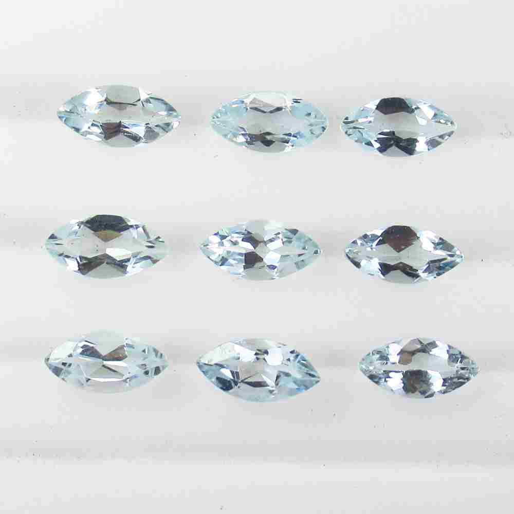 4.08 Ctw Natural 9 Aquamarine Marquise Set: Title: 4.08 Ctw Natural 9 Aquamarine Marquise Set Stone Clarity: VVS Gemstones: Aquamarine Carat Weights: 4.08 Size/Dimensions: 8.1x4.0 - 8.3x4.2 mm / 9 PC's Additional Information: Top Quality Luster