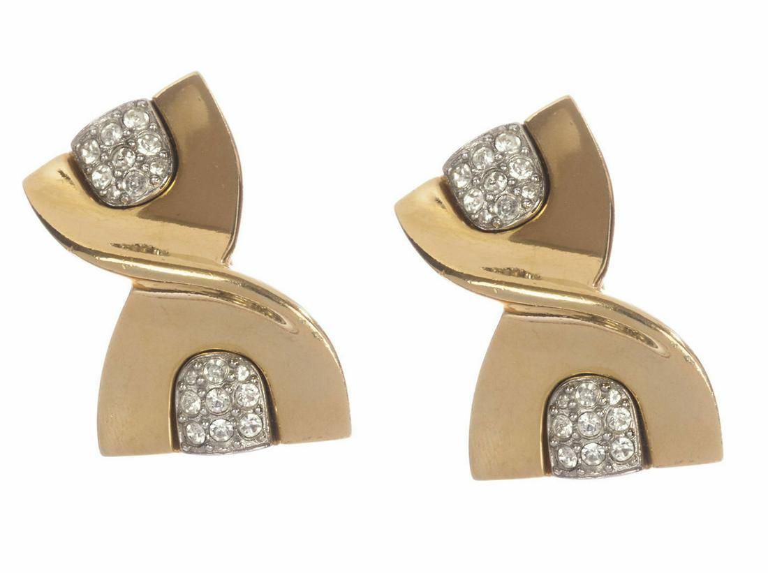 Givenchy Abstract Ribbon Rhinestone Earrings (1 of 4)