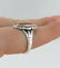 LADIES STERLING SILVER OVAL CABOCHON PINK GEMSTONE FINE - 5