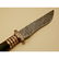 Damascus steel knife, with leather sheath, horn and - 4
