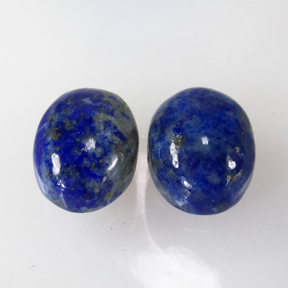 11.84 Ct Natural Lapis Lazuli Oval Pair: No Reserve! Title: 11.84 Ct Natural Lapis Lazuli Oval Pair Clarity: Opaque Gemstone: Natural Lapis Lazuli Carat Weight: 11.84 Size/Dimensions: 13.20 x 9.80 x 5.20 mm / 2 PC's Additional Information: N
