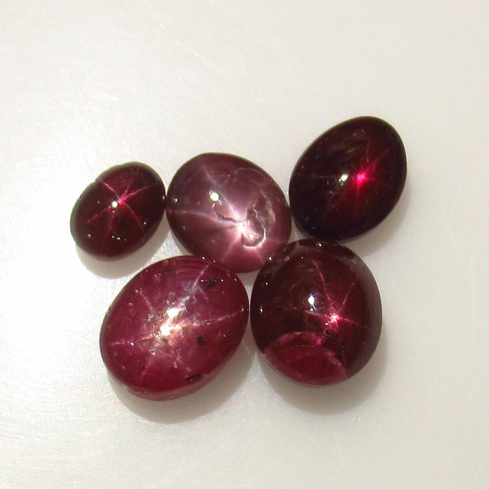 8.60 Ct Natural 5 Six Line Red Star Ruby Oval Set (1 of 2)