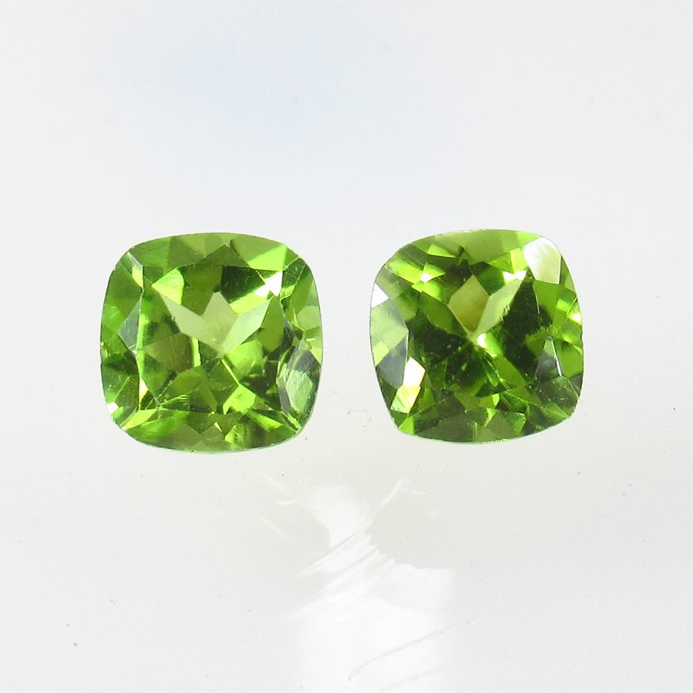 3.31 Ct Natural Pakistan Peridot Cushion Pair (1 of 2)