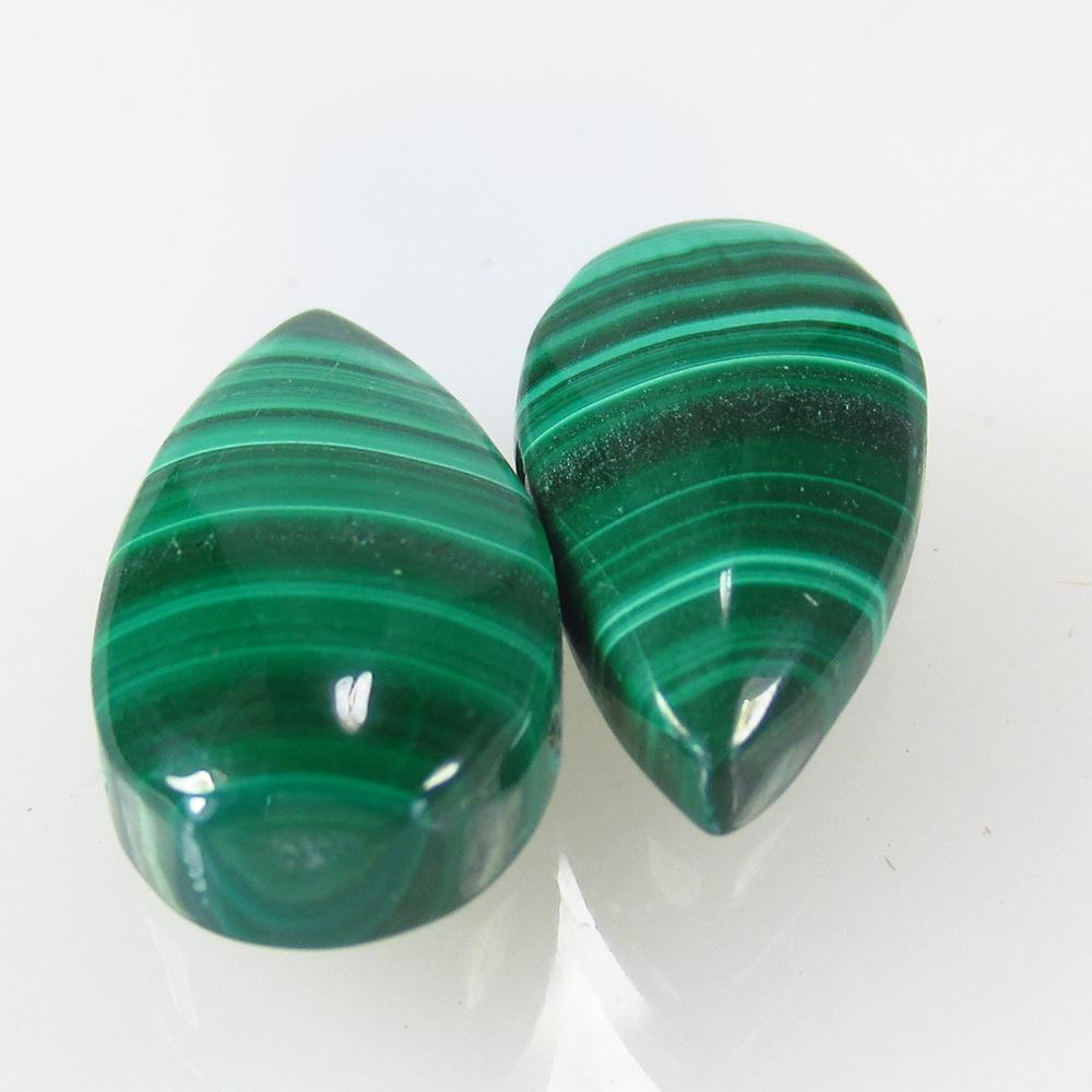 20.02 Ct Natural Green Malachite Matching Pear Pair (1 of 2)