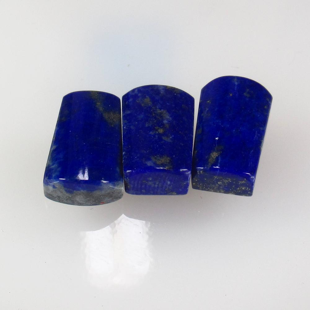 26.23 Ct Natural 4 Lapis Lazuli Fancy Set: No Reserve! Title: 26.23 Ct Natural 4 Lapis Lazuli Fancy Set Clarity: Opaque Gemstone: Natural Lapis Lazuli Carat Weight: 26.23 Size/Dimensions: 14.7x9.5 to 16.3x9.2 mm / 3 PC's Additional Information
