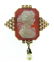 AMAZING BROOCH PENDANT CARNELIAN CAMEO 14K GOLD PEARL