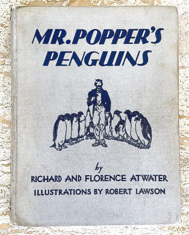 1949 Mr. Poppers Penguins Hardcover Book: Condition: Good (Normal wear for age of book) Dimensions: 6 1/2”x8 1/2” Publisher: Richard and Florence Atwater Weight: 13.2 Oz Reserve: $20.00 Shipping: Domestic: Flat-rate of $10.00 to anywhere 