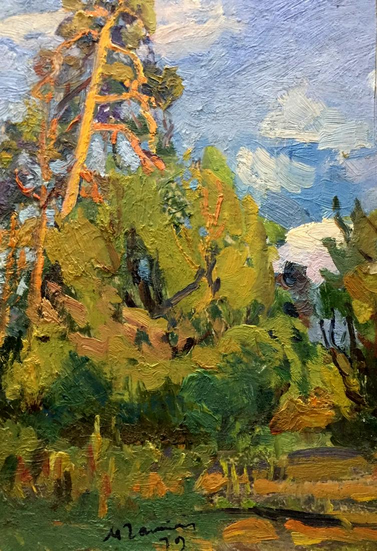 Oil painting Forest Moses Faybovich Gantman: *** ABOUT THIS PAINTING *** * TITLE: "Forest" * ARTISTS: Moses Faybovich Gantman * SIZE: 60?40 cm/'23.62?15.74 inches' * MEDIUM: oil, cardboard * HAND PAINTED: Original painting from our collection * 