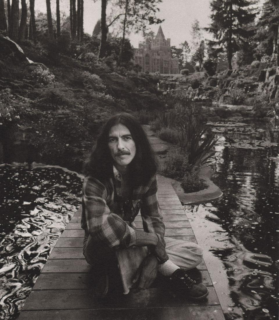 TERRY O’NEILL - George Harrison at Henley England, 1975: Artist: TERRY O’NEILL Print Title: George Harrison at Henley England, 1975 Printing Date: 1980’s Medium: photo-lithograph Printed in: Italy Image Size approx.: 8 x 6.5” Terry O'Neill ((born 30 J