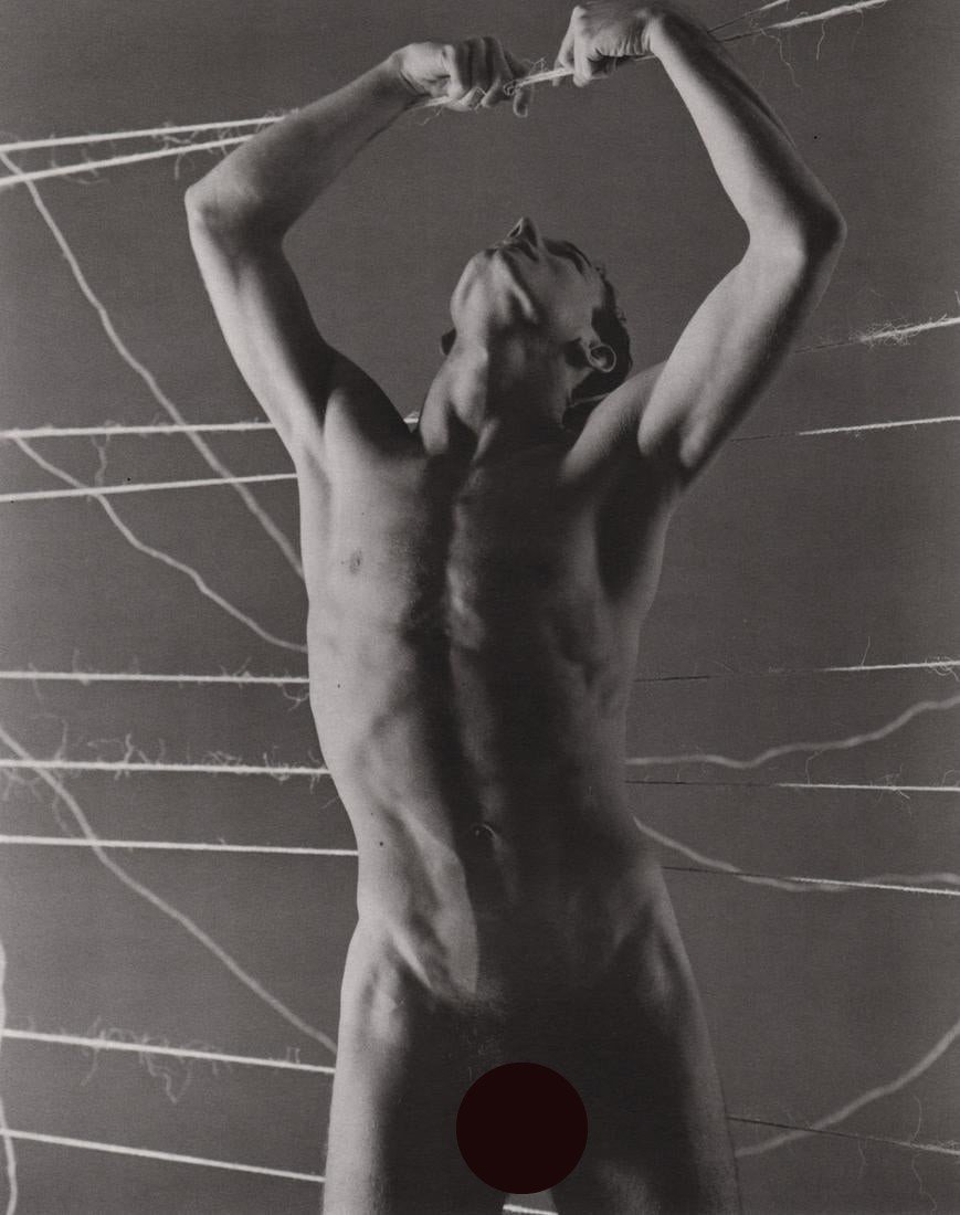 GEORGE PLATT LYNES - Male Nude,1952: Artist: GEORGE PLATT LYNES Print Title: Male Nude,1952 Medium: Duotone Photoengraving Printing Date: 1990;s Printed in USA Image Size approx: 8.5 X 7” George Platt Lynes (1907-1955).was an American 