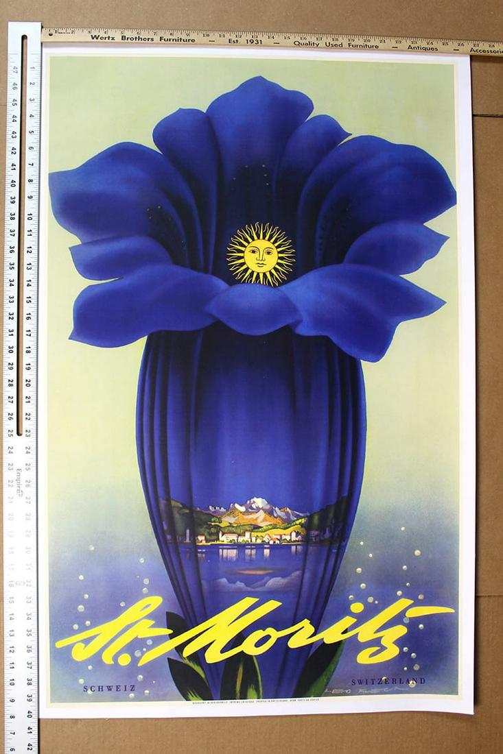St. Moritz Gentian Trumpet Flower (c.1930's) 40.5" x (1 of 1)