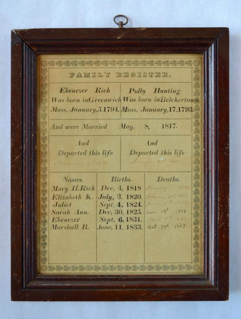 19th Century Massachusetts Family Register (1 of 5)