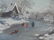 Primitive Oil/ Board Winter Scene - 3
