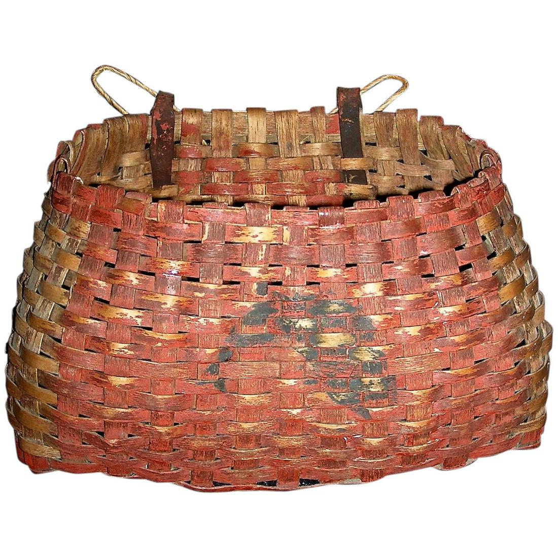 Splint Fishing Creel w/ Paint Decoration (1 of 9)