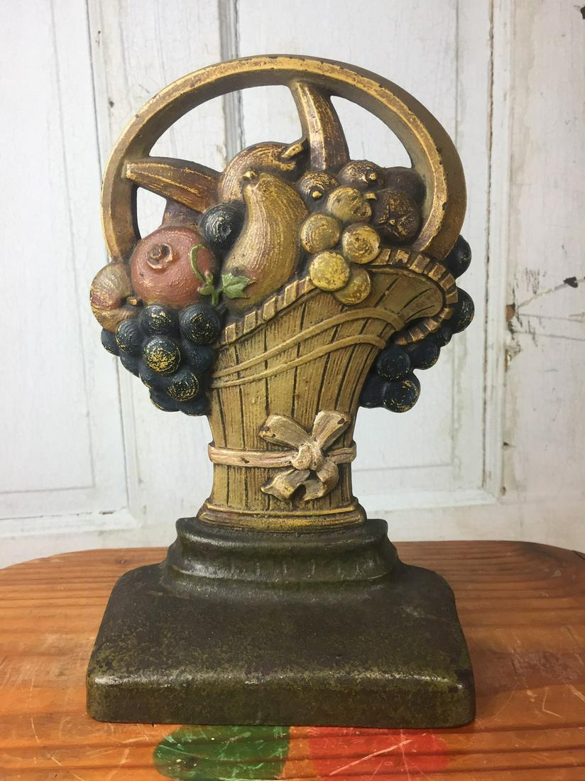 Antique Cjo Judd Fruit In French Basket Doorstop (1 of 6)