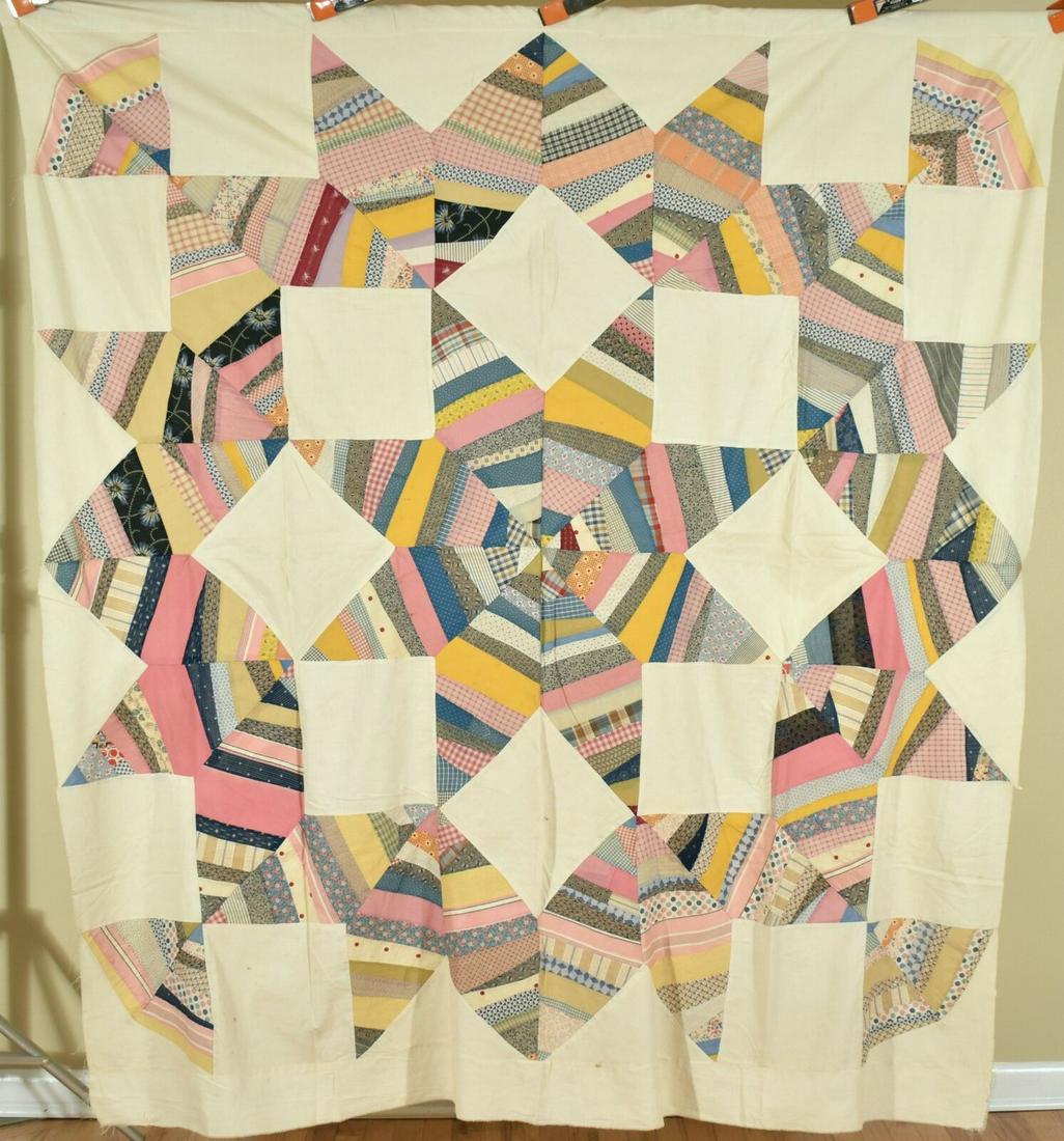 1910's/20's String Star Broken Star Antique Quilt Top (1 of 9)