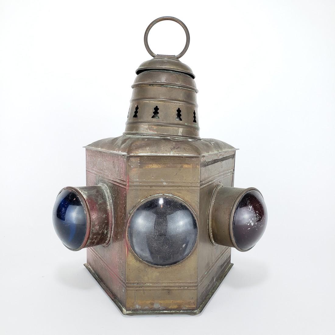 Nautical Lantern w/ 3 Bullseye Lenses, Boat Bow Lantern (1 of 5)