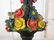 Antique Albany Foundry Mixed Flowers In Wicker Basket - 3