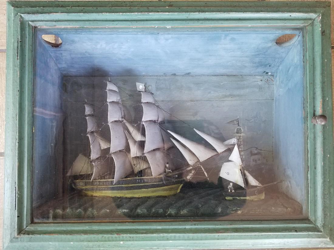 Early Shadow Box With 2 Ships And Lighthouse (1 of 8)