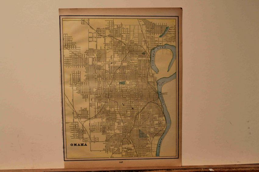 1888 Map of Omaha: Author: Watson Title: 1888 Map of Omaha Medium: Ink on Paper Dimensions: 11"X14" Map of Omaha dated 1888. Engraved and published by Watson in Chicago. Part of his World Atlas. Very detailed. Vivid col