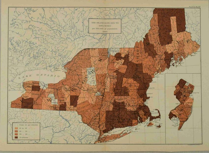 1900 US Census Map of Influenza Death Rates the (1 of 1)