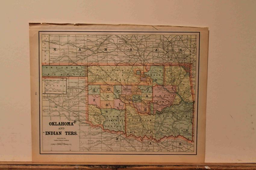 1887 Map of Oklahoma and the Indian territory (1 of 3)