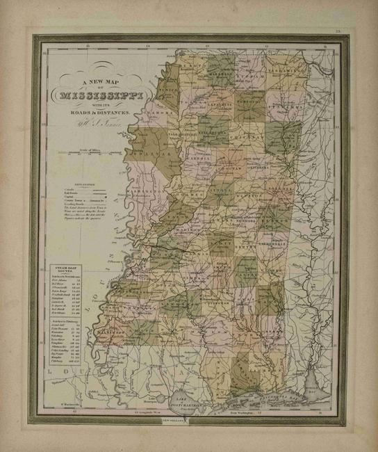 1836 Tanner Map of Mississippi -- A New Map of (1 of 1)
