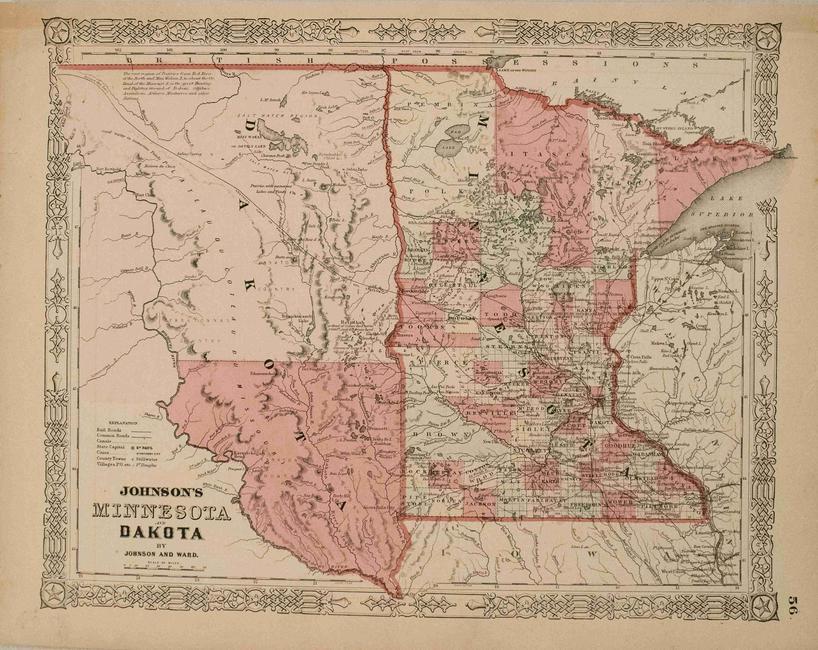 1861 Johnson Map of Dakota Territory and Minnesota -- (1 of 1)