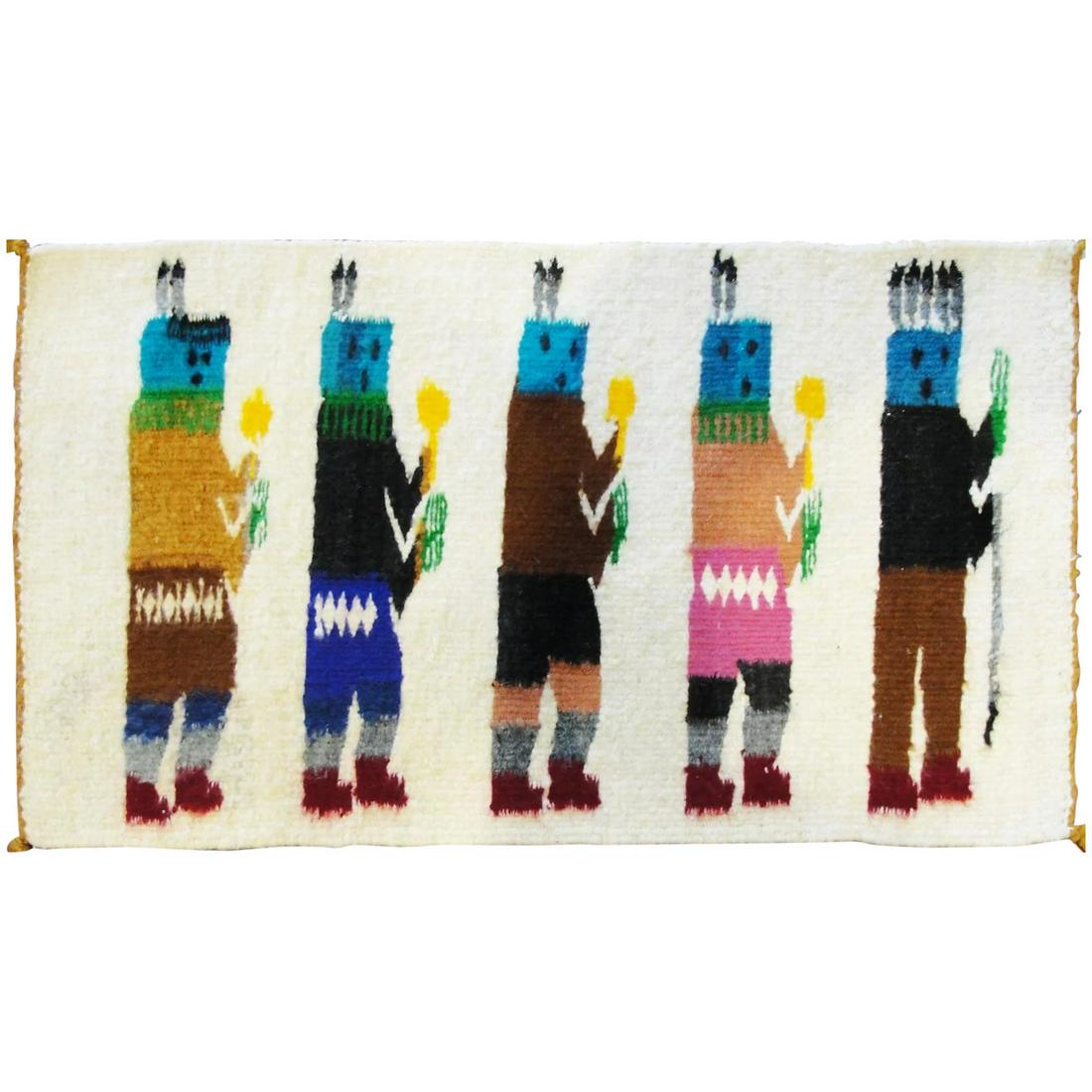 1'6" x 1' Navajo five figure Yei Rug, c-1950 (1 of 6)