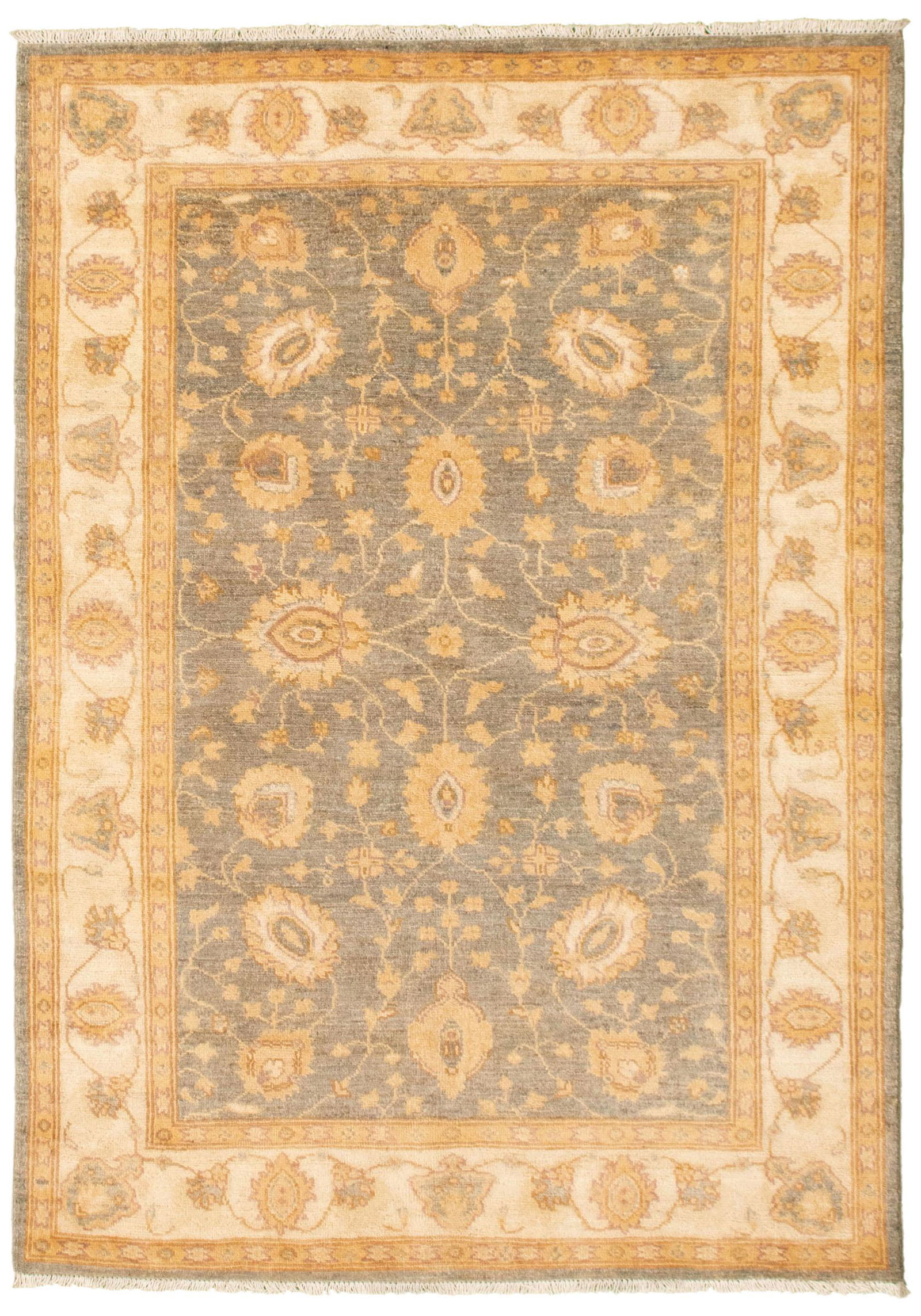 Hand-knotted Peshawar Oushak Grey Wool Rug 4'1" x 5'10" (1 of 6)