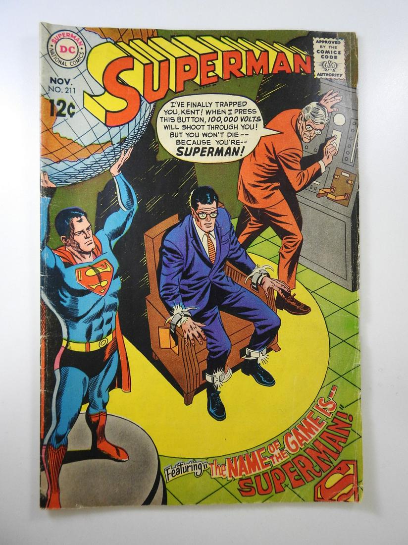 Superman #211: No Reserve! Superman #211: VG Shipping: Individual Comics: Flat-rate of $9.99 (1-8 comics) or $19.99 (9+ comics) to anywhere within the contiguous U.S. International: Foreign shipping rates are determ