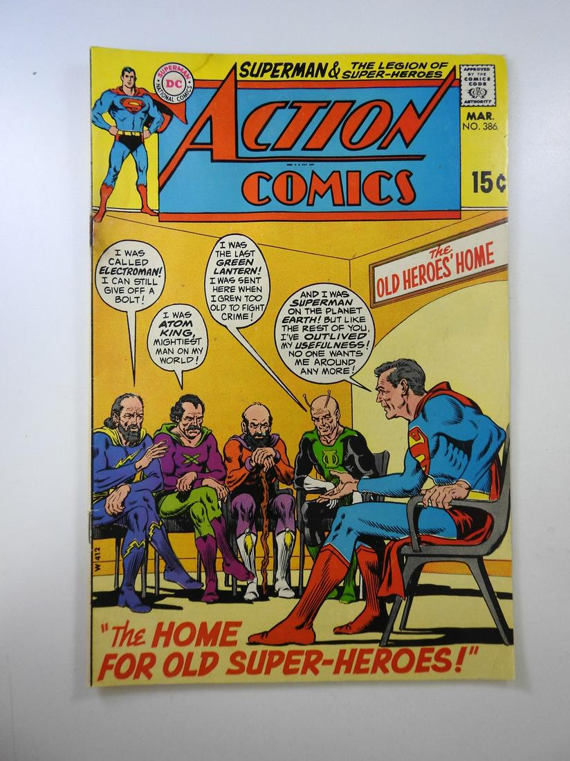 Action Comics #386: No Reserve! Action Comics #386: GD/VG Shipping: Individual Comics: Flat-rate of $9.99 (1-8 comics) or $19.99 (9+ comics) to anywhere within the contiguous U.S. International: Foreign shipping rates ar