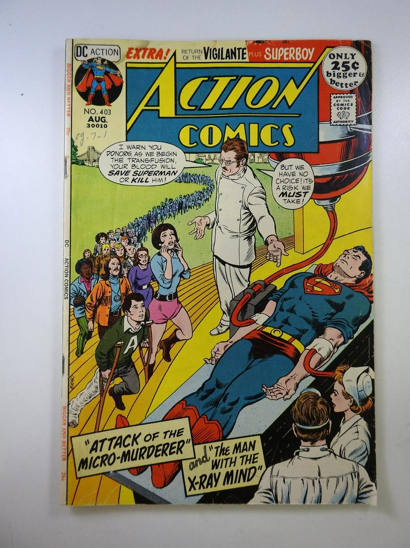 Action Comics #403: No Reserve! Action Comics #403: VG- Shipping: Individual Comics: Flat-rate of $9.99 (1-8 comics) or $19.99 (9+ comics) to anywhere within the contiguous U.S. International: Foreign shipping rates are 