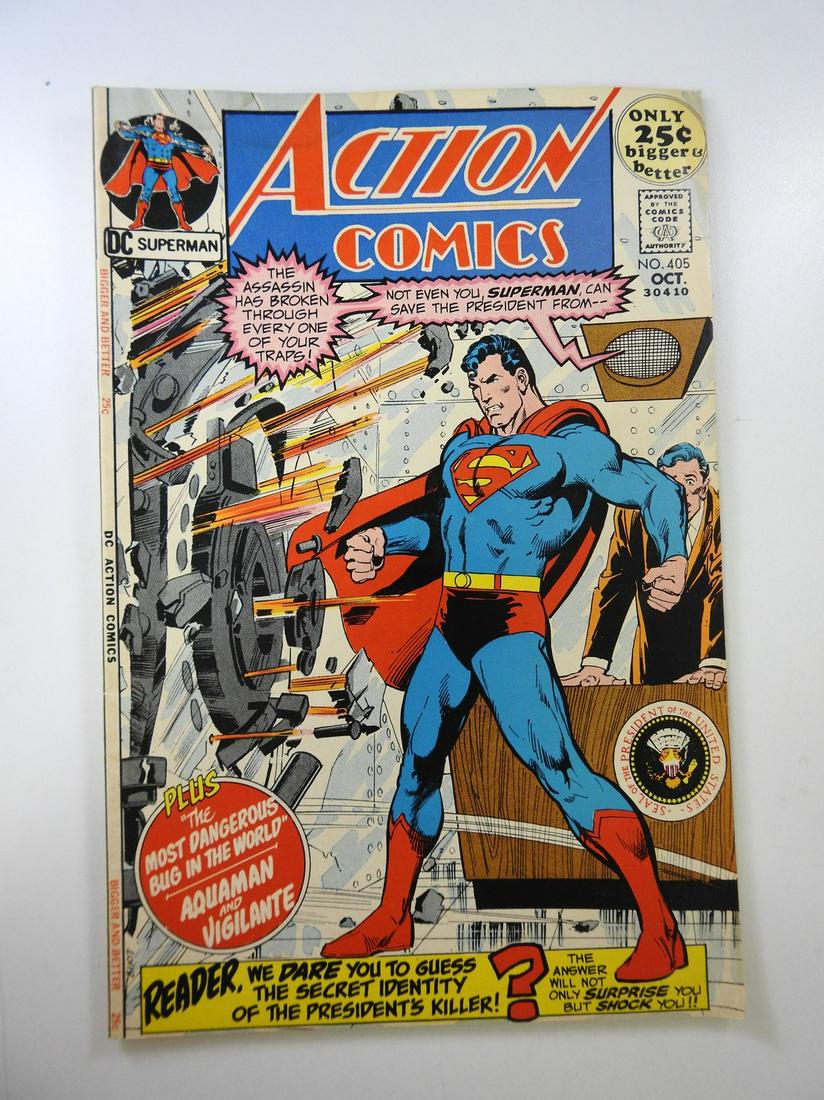 Action Comics #405: No Reserve! Action Comics #405: VG Shipping: Individual Comics: Flat-rate of $9.99 (1-8 comics) or $19.99 (9+ comics) to anywhere within the contiguous U.S. International: Foreign shipping rates are d