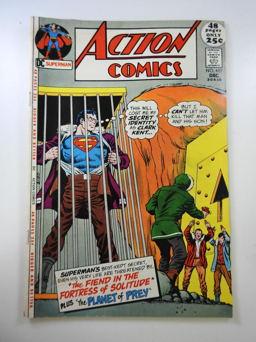 Action Comics #407: No Reserve! Action Comics #407: VG- Shipping: Individual Comics: Flat-rate of $9.99 (1-8 comics) or $19.99 (9+ comics) to anywhere within the contiguous U.S. International: Foreign shipping rates are 