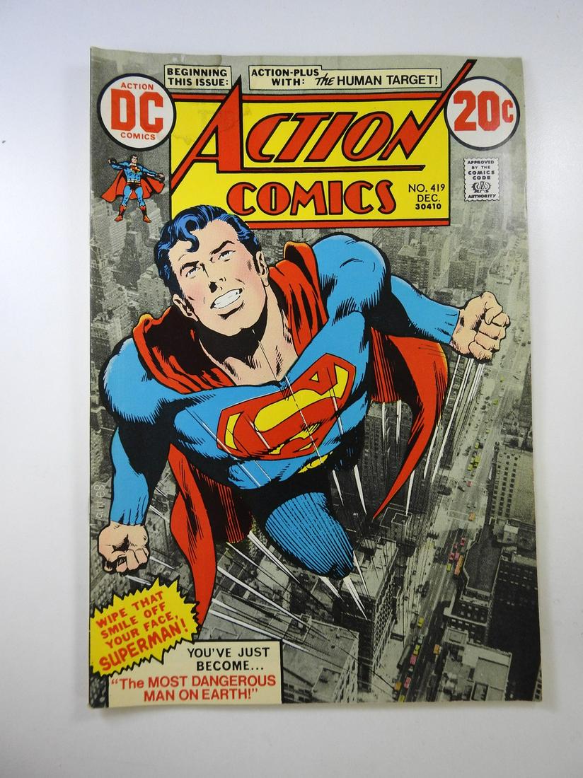 Action Comics #419: No Reserve! Action Comics #419: VG- Shipping: Individual Comics: Flat-rate of $9.99 (1-8 comics) or $19.99 (9+ comics) to anywhere within the contiguous U.S. International: Foreign shipping rates are 