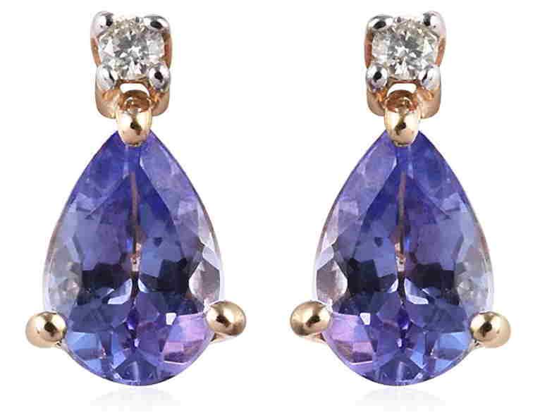 IGI Certified Tanzanite 14Kt Yellow Gold Stud Earrings (1 of 3)