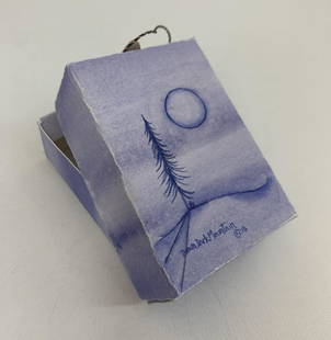 Handmade Decorative Box - Dawn Dark Mountain: Title: Handmade Decorative Box Artist's Name: Dawn Dark MountainDate/Period: 2018Materials: Water color on paper - tree with a moonDimensions: 4" x 3" x 1.25"Native American Tribe: Description: