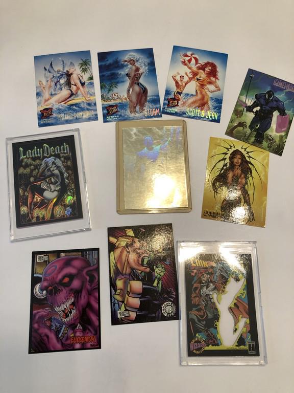 ADULT RELATED COLLECTOR CARDS: Title: ADULT RELATED COLLECTOR CARDS Description: ADULT RELATED COLLECTOR CARDS INCLUDING SWIMSUIT EDITIONS, LADY DEATH AND MORE Condition: VG Reserve: $5.00 Shipping: Domestic: Flat-rate of $12.00 to
