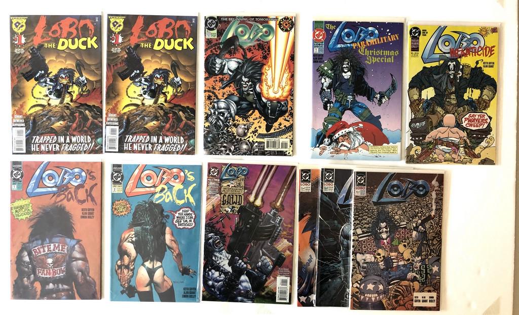 THE LOBO COLLECTION: Title: THE LOBO COLLECTION Description: THE LOBO COLLECTION including two copies of LOBO THE DUCK #1. Lobno #0, Christmas Special #1, Lobo Infanticide #1, Lobo's Back #1, #2. Contract on Gawd #1. Lobo