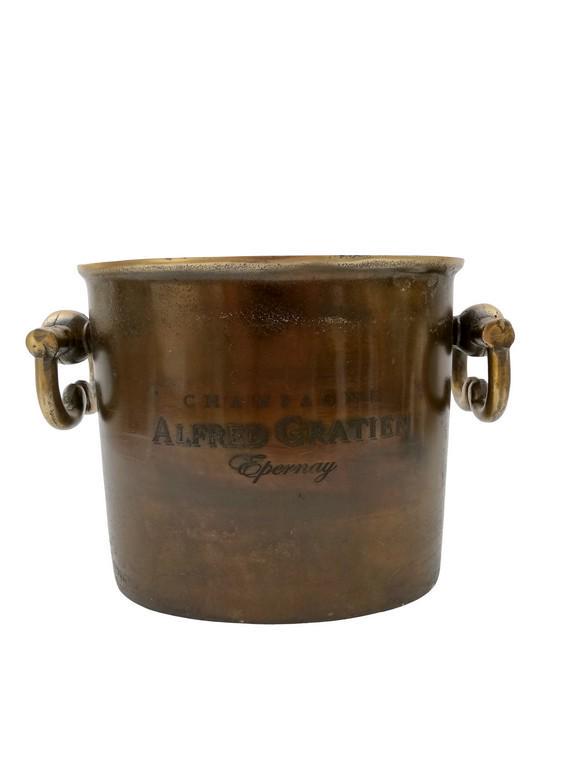 Champagne Alfred Gratien - Wine Cooler/Champagne: Title: Champagne Alfred Gratien - Wine Cooler/Champagne cooler/champagne ice bucket - Brass Maker: Unknown Origin: France Date/Period: 2nd half 20th century Materials:Brass, metal Dimensions:Width: +-