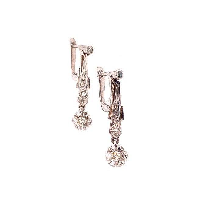 18K Gold Drop Diamonds Earrings (1 of 3)