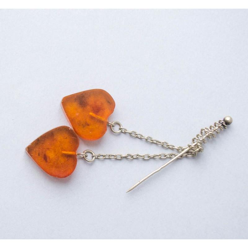 100% natural Baltic amber brooch vintage heart (1 of 7)