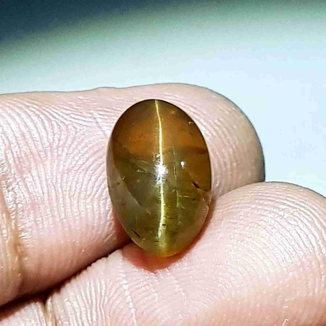 7.45 ct Natural Apatite cat's Eye: No Reserve! Title: 7.45 ct Natural Apatite cat's Eye Color/Clarity: Semi Transparent Gemstones: Loosegemstone Carat Weights: 7.45 Size/Dimensions: 13.50 x 8.20 x 7.35 Additional Information: Oval - Af