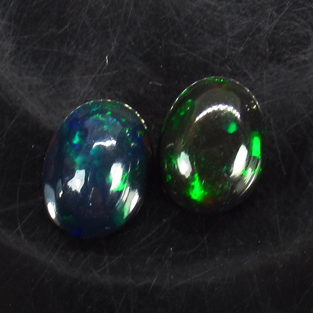 2.23 Ct Natural Ethiopian Black Fire Opal Oval Pair (1 of 2)