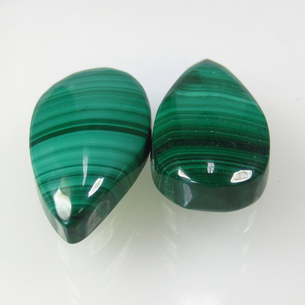 27.10 Ct Natural Green Malachite Matching Pear Pair (1 of 2)