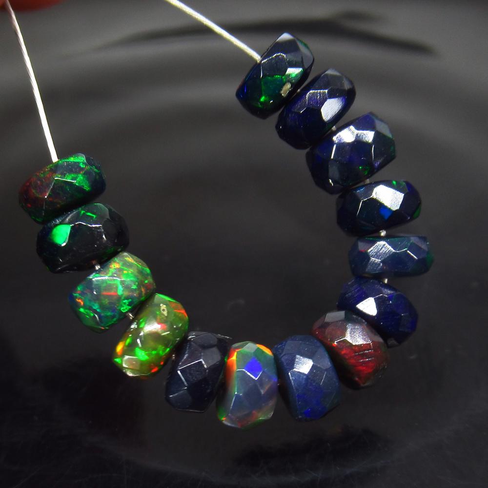 5.31 Ct Natural 14 Drilled Faceted Black Fire Opal (1 of 2)