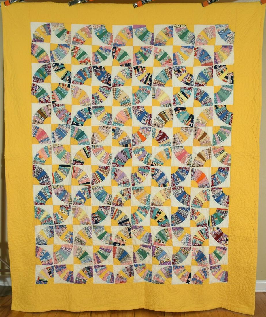 Vintage 30's Grandmother's Fan Antique Quilt (1 of 10)