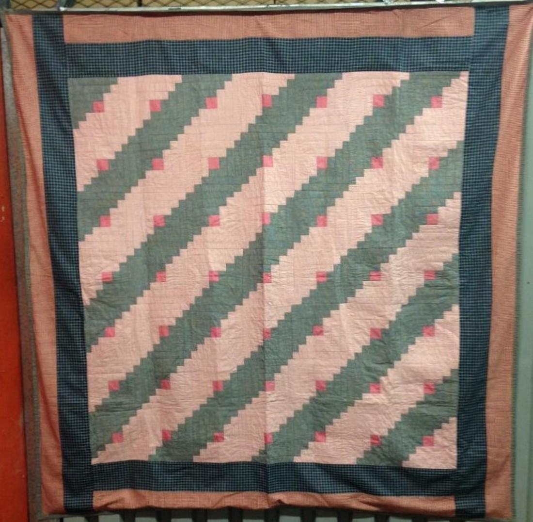 Log Cabin Straight Furrow Antique Quilt (1 of 4)