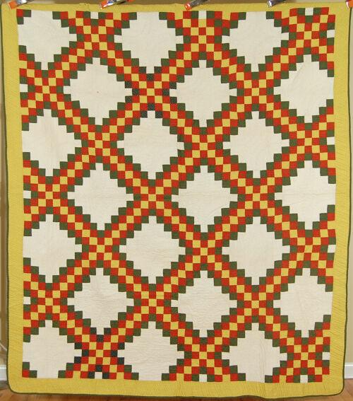 Vintage 1870's Triple Irish Chain Antique Quilt (1 of 8)
